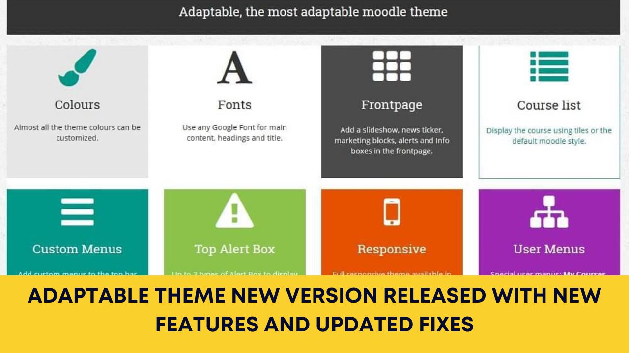 Moodle Admins - Adaptable theme new version released with new features and updated fixes