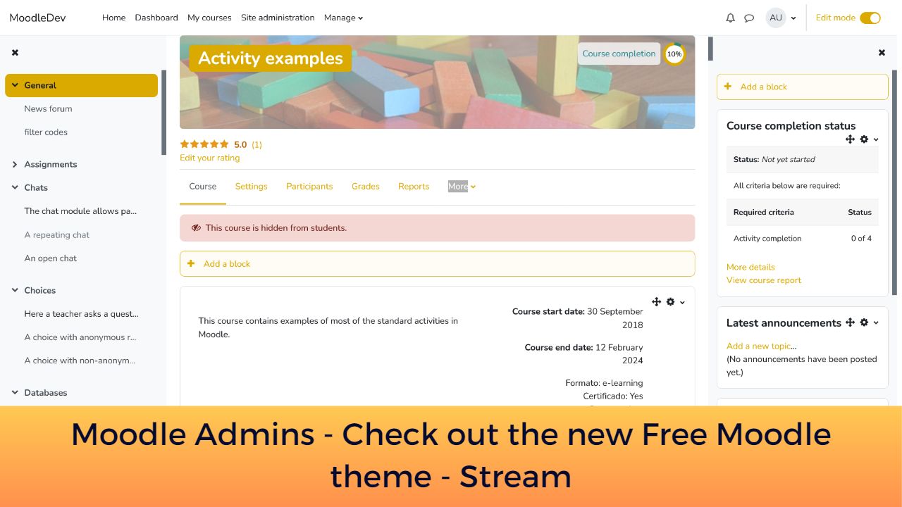 Moodle Admins - Check out the new Free Moodle theme - Stream