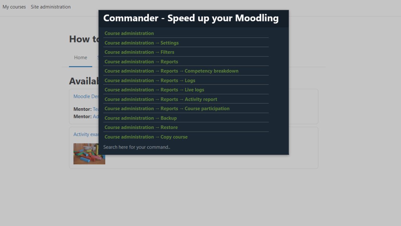 Moodle Admins - Make your life easier with Commander plugin